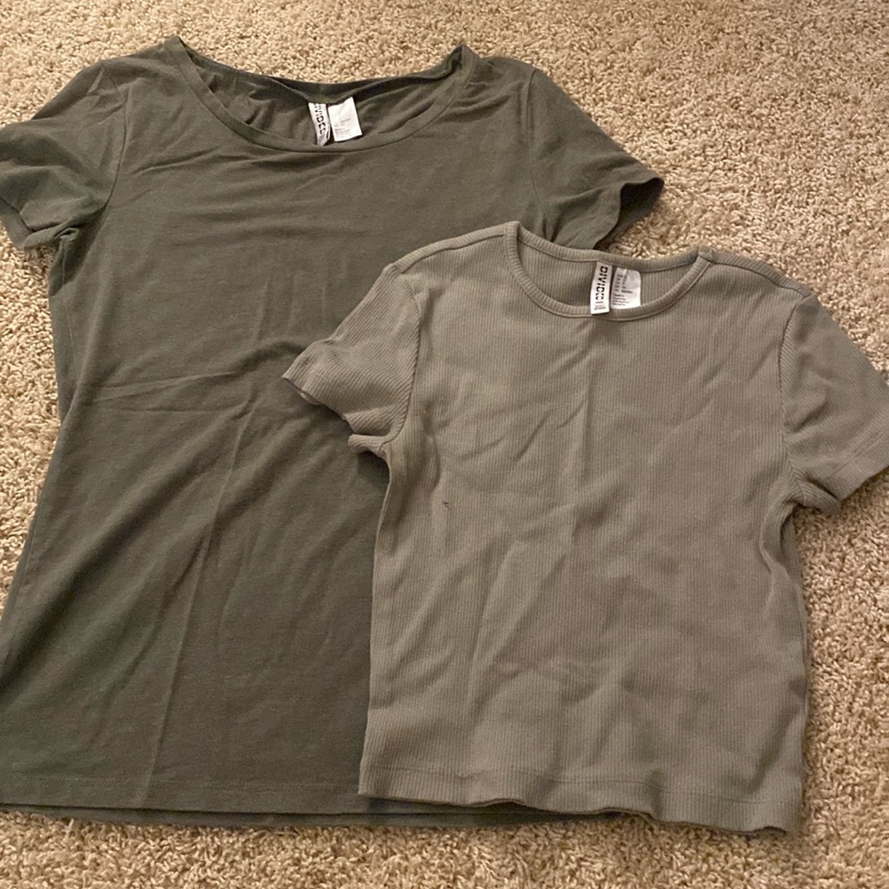 Divided H&M Set of 2 Sage Green Fitted Tops